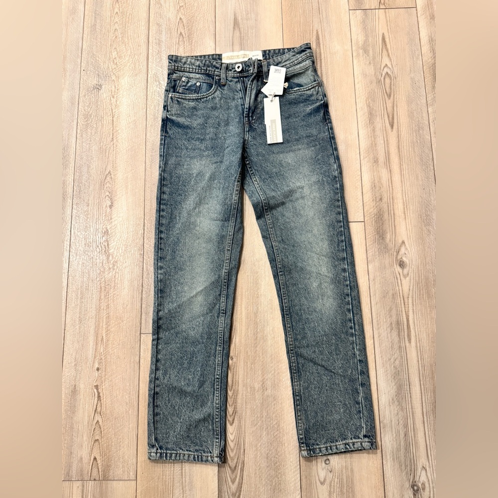Free Planet Womens Casual Tapered Recycled Denim Jeans 28 Blue Wash Distressed‎